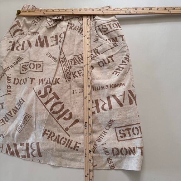 VTG David Smith Art to Wear Linen Mini Skort Elastic Waist Beige size 16 Retro - Picture 5 of 6